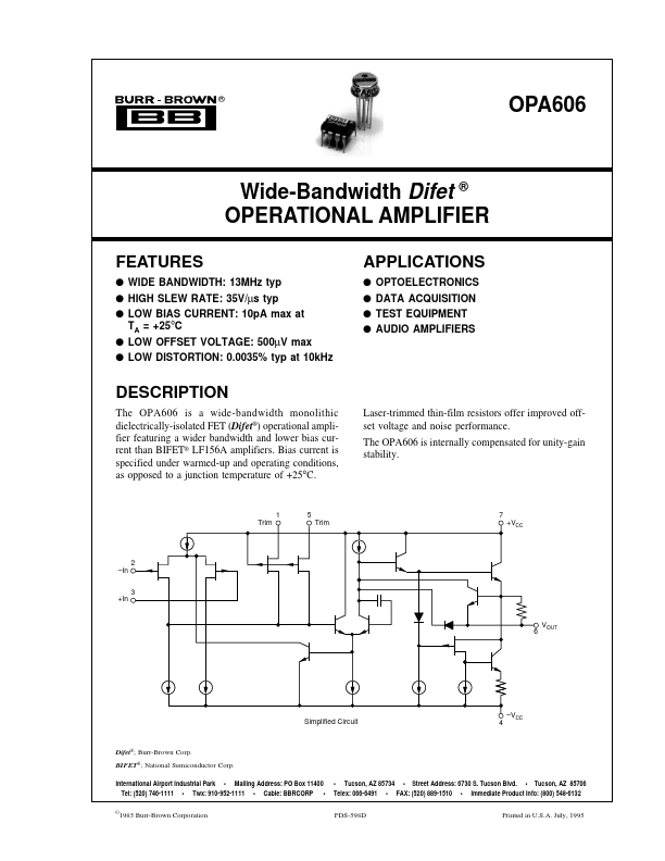 OPA606 Burr-Brown