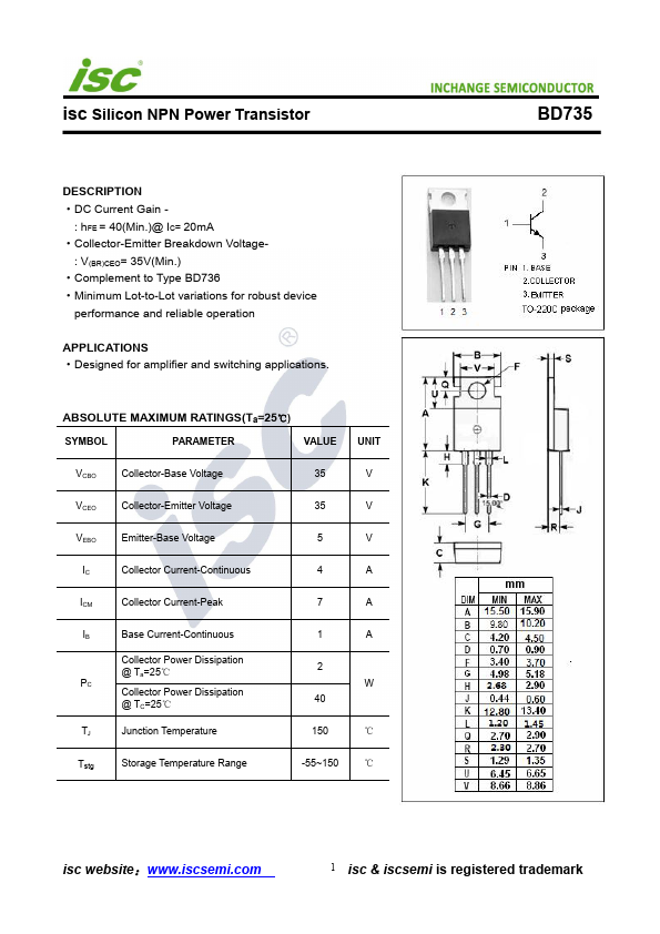 BD735 Inchange Semiconductor