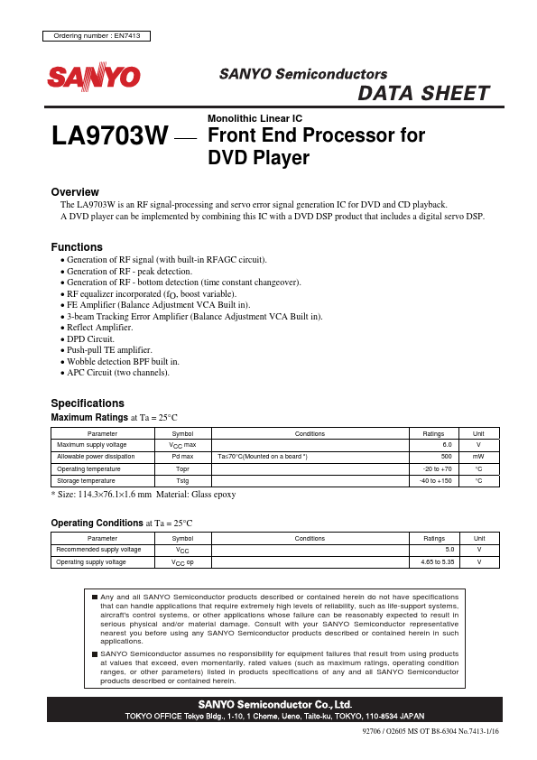 <?=LA9703W?> डेटा पत्रक पीडीएफ