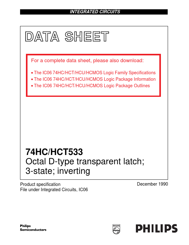 <?=74HCT533?> डेटा पत्रक पीडीएफ