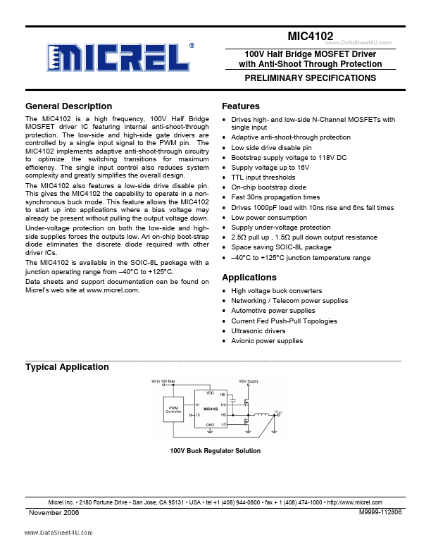 MIC4102 Micrel Semiconductor