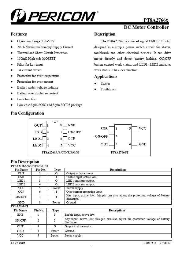 PT8A2766B Pericom Semiconductor