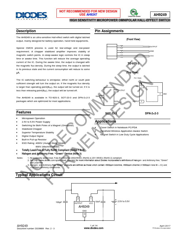 AH9249 Diodes