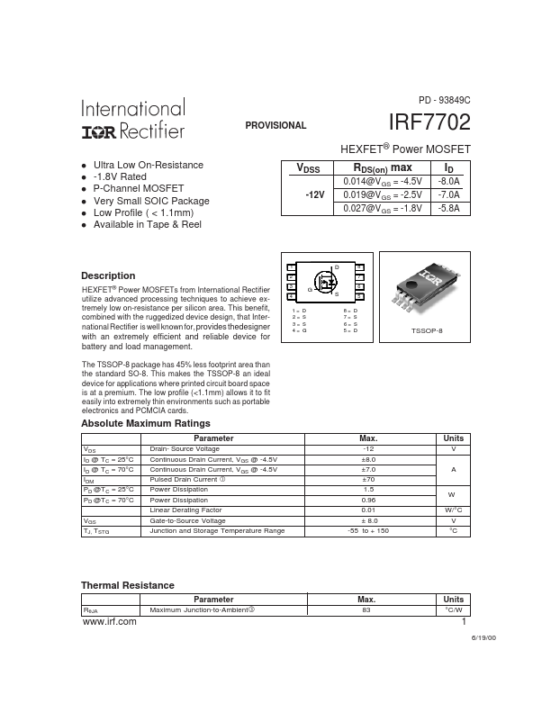 IRF7702 International Rectifier