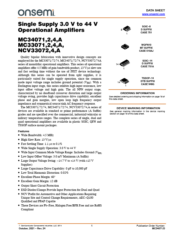 MC33074 ON Semiconductor
