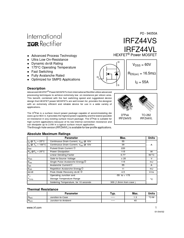 IRFZ44VS International Rectifier