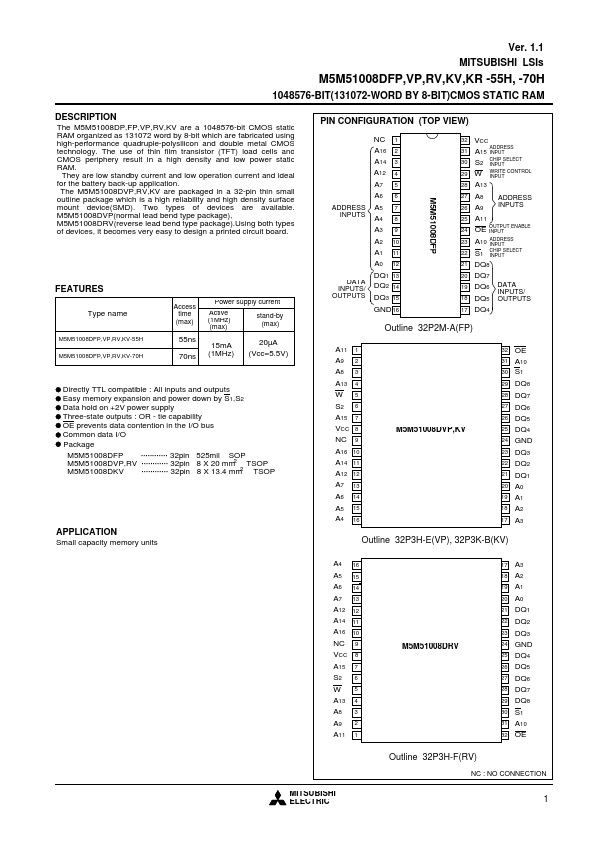 M5M51008DFP-55H Mitsubishi