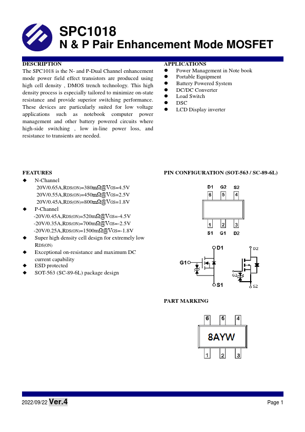 <?=SPC1018?> डेटा पत्रक पीडीएफ