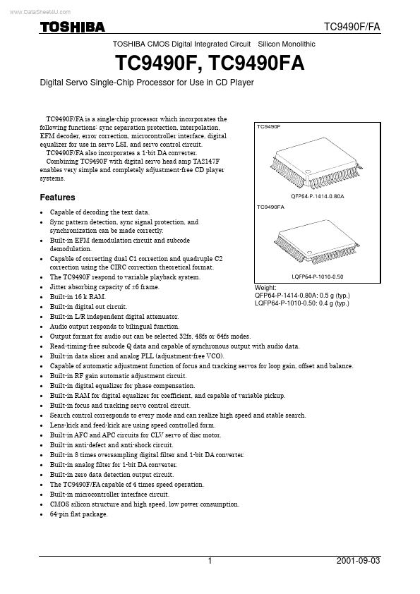 TC9490FA Toshiba Semiconductor