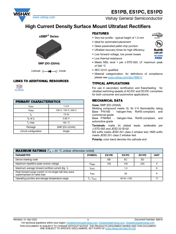 ES1PD Vishay Siliconix