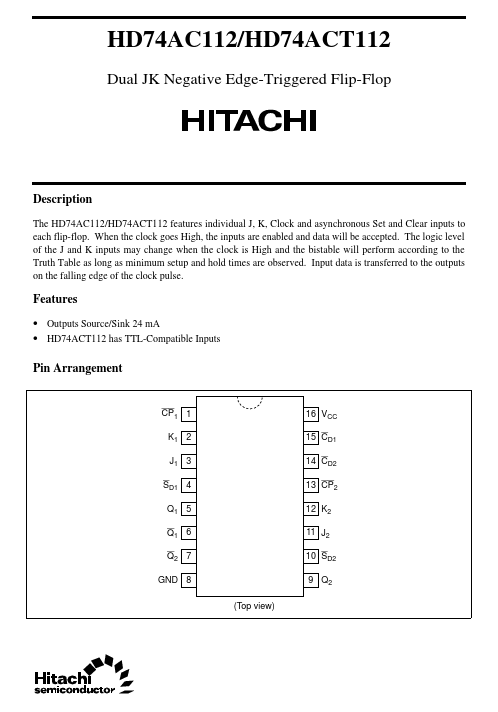 HD74AC112 Hitachi Semiconductor