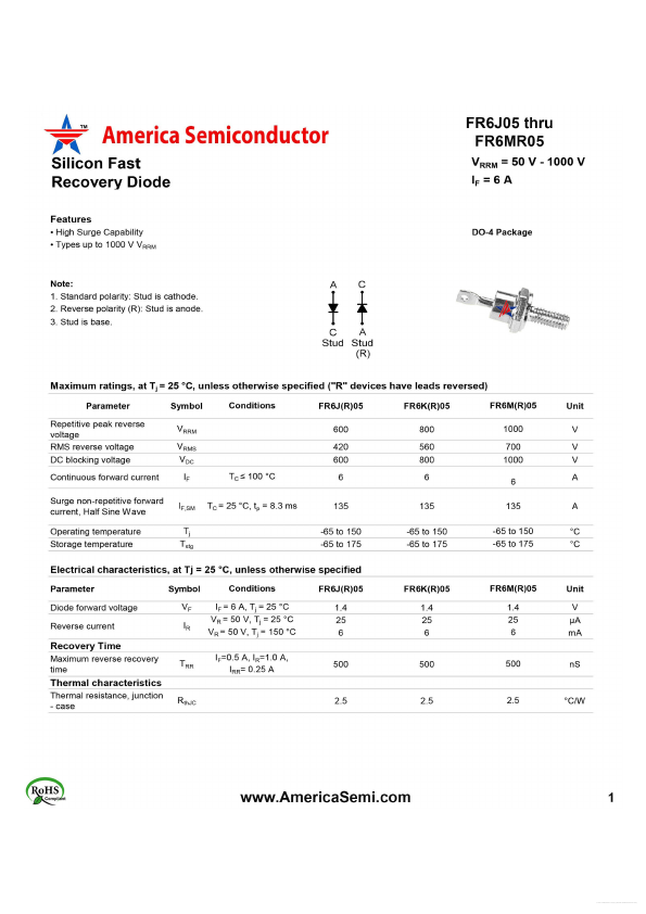 FR6MR05 America Semiconductor