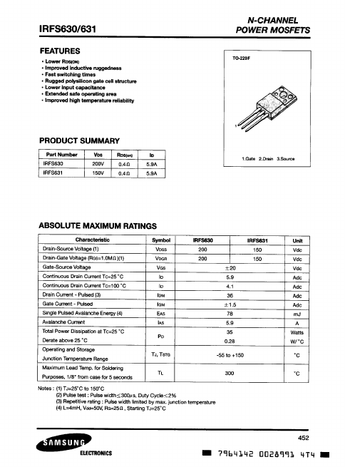 IRFS630 Samsung