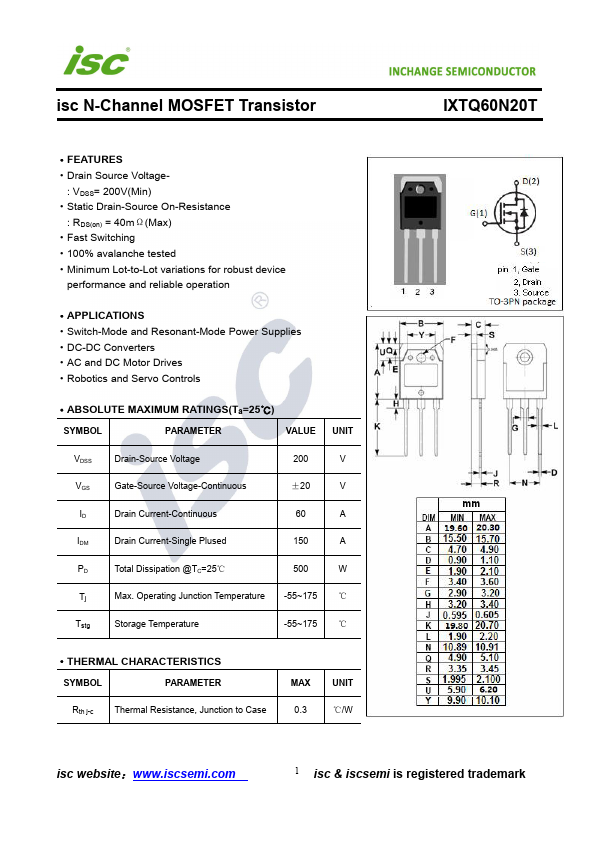 IXTQ60N20T