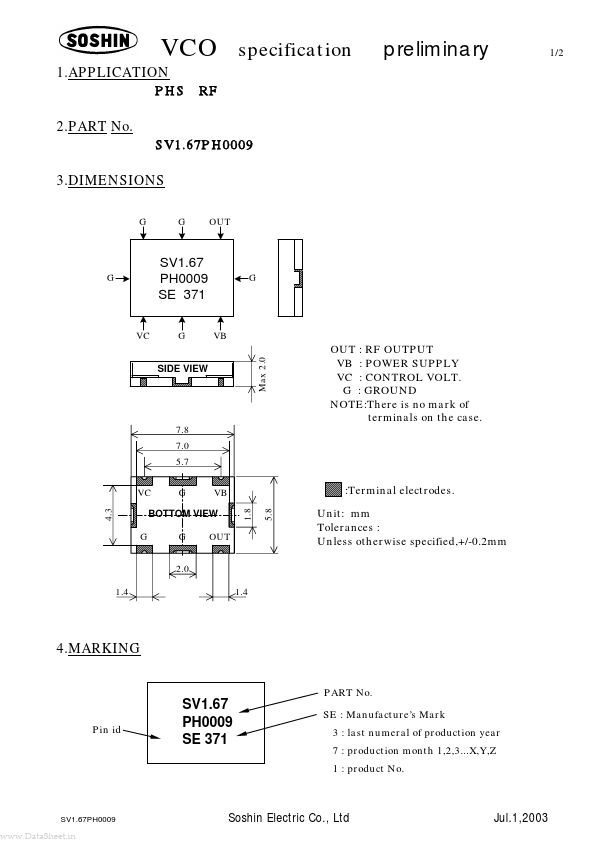 <?=SV1.67PH0009?> डेटा पत्रक पीडीएफ