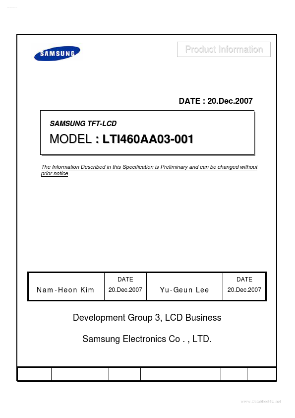 <?=LTI460AA03-001?> डेटा पत्रक पीडीएफ