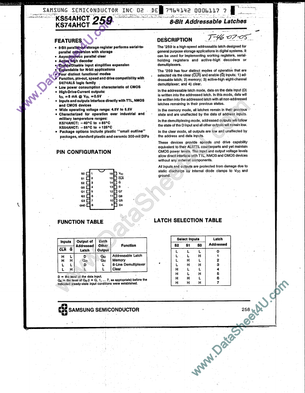 KS74AHCT259 Samsung Electronics