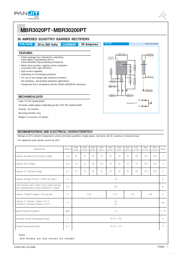 MBR3020PT Pan Jit