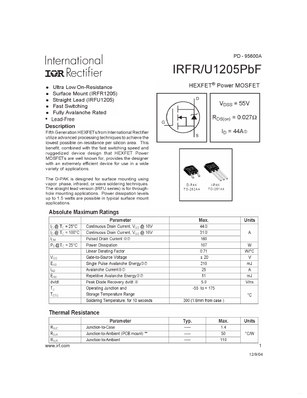 IRFU1205PBF International Rectifier