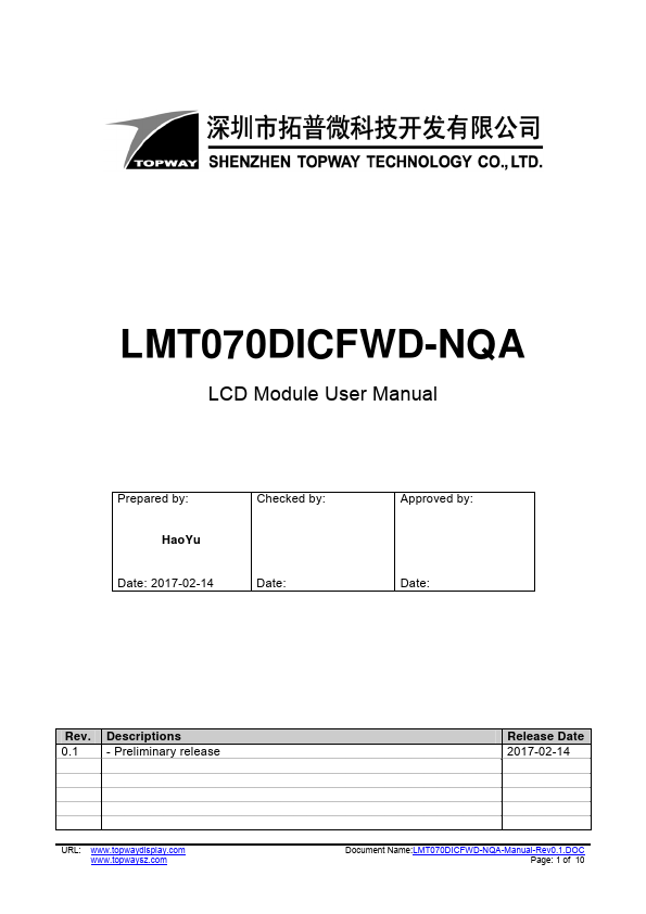 LMT070DICFWD-NQA TOPWAY