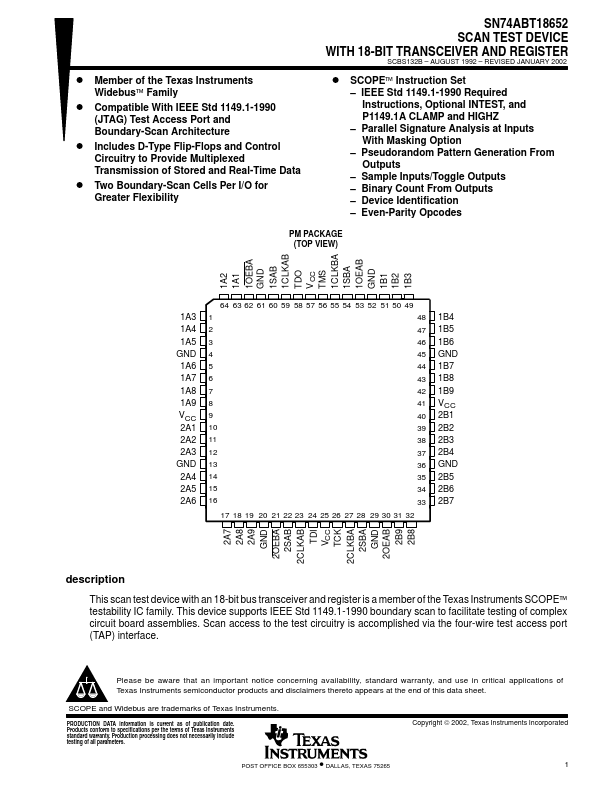 <?=SN74ABT18652?> डेटा पत्रक पीडीएफ