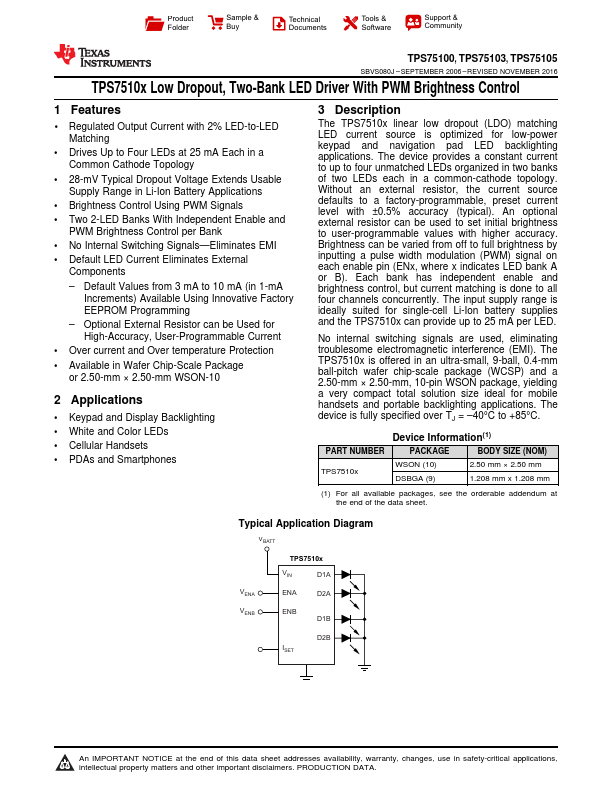 TPS75100 Texas Instruments