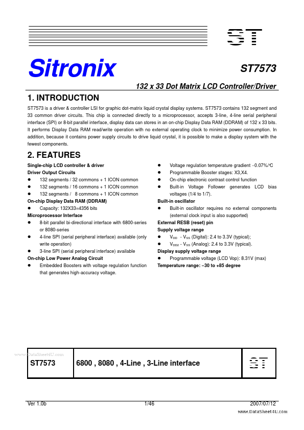 ST7573 Sitronix Technology