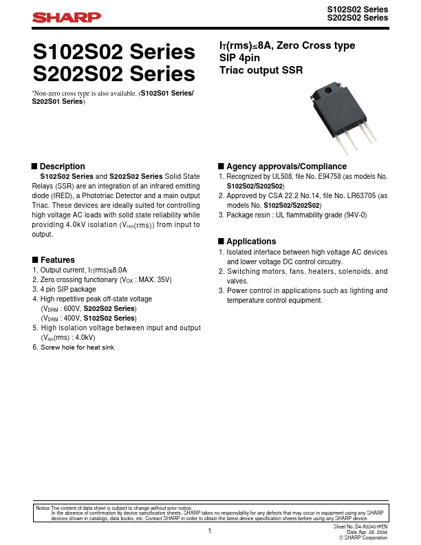 S202S02 Sharp Electrionic Components