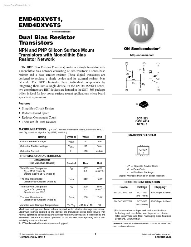 EMD4DXV6T5 ON Semiconductor