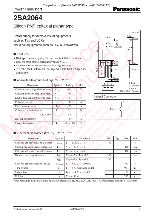 2SA2064 Panasonic Semiconductor