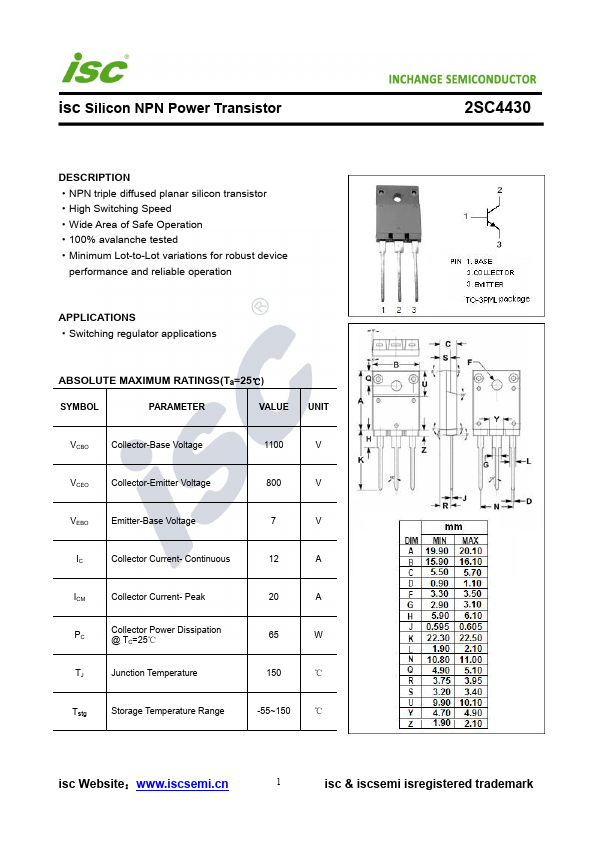 2SC4430 Inchange Semiconductor