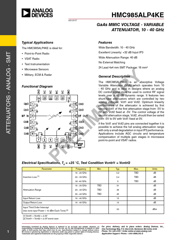 HMC985ALP4KE Analog Devices