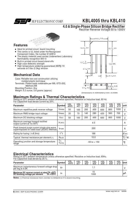 KBL404 SEP ELECTRONIC