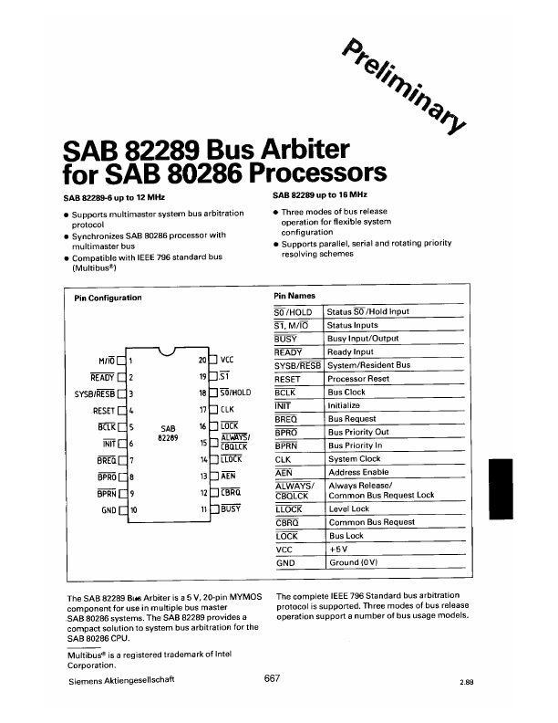 SAB82289 Siemens Semiconductor Group