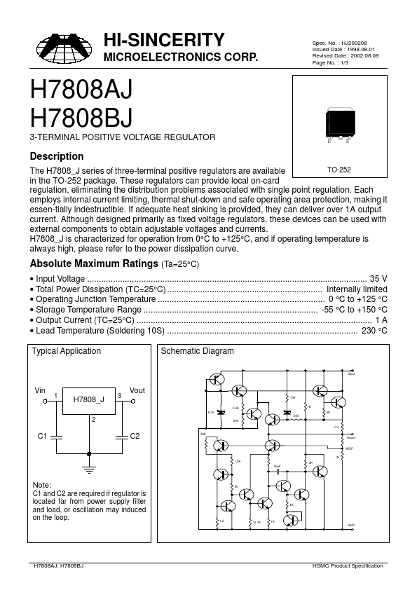 H7808AJ Hi-Sincerity Mocroelectronics