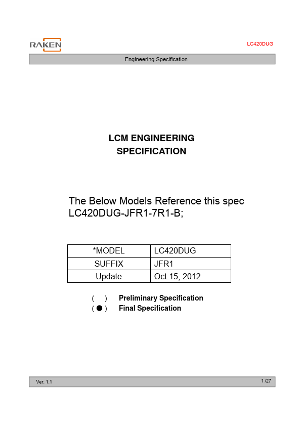 <?=LC420DUG-JFR1?> डेटा पत्रक पीडीएफ