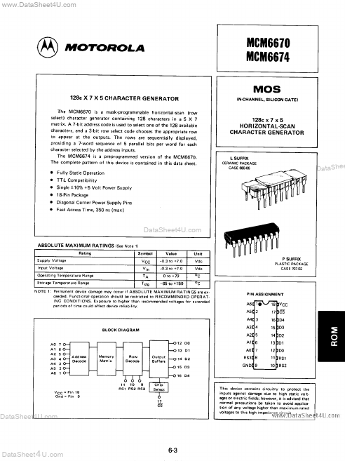 MCM6674 Motorola Semiconductor