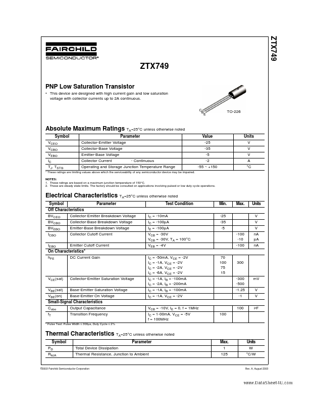 ZTX749 Fairchild Semiconductor