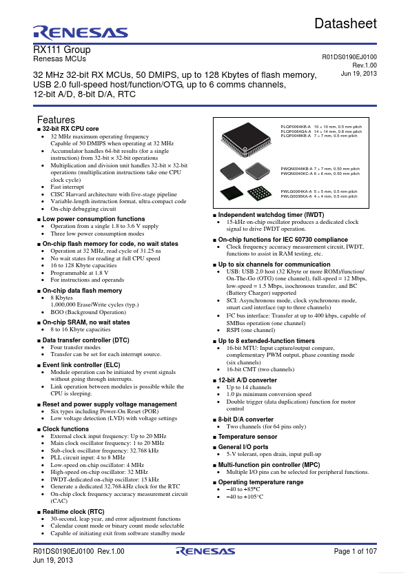 R5F51113ADLF Renesas