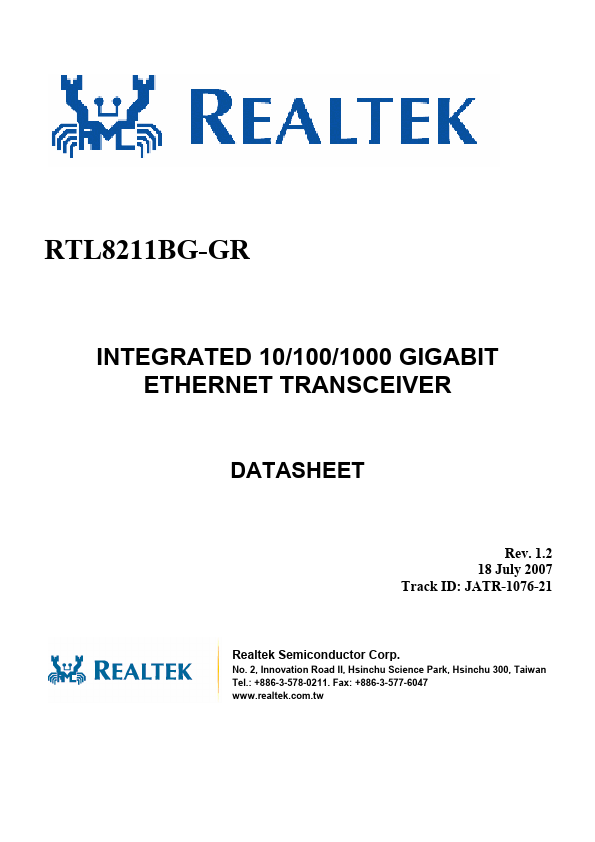 <?=RTL8211BG-GR?> डेटा पत्रक पीडीएफ