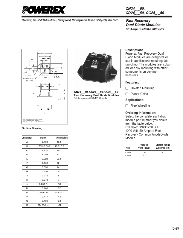 CC240650 Powerex Power Semiconductors