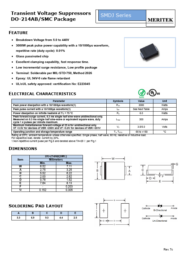 SMDJ140CA MERITEK