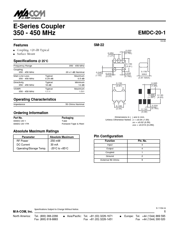 <?=EMDC-20-1?> डेटा पत्रक पीडीएफ