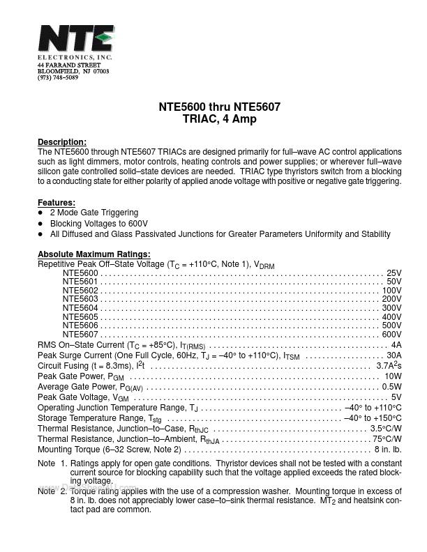 NTE5607 NTE Electronics