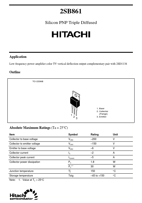 2SB861 Hitachi Semiconductor