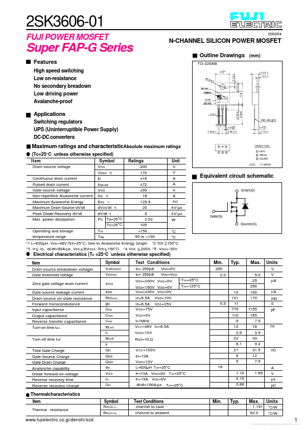 2SK3606-01 Fuji Electric