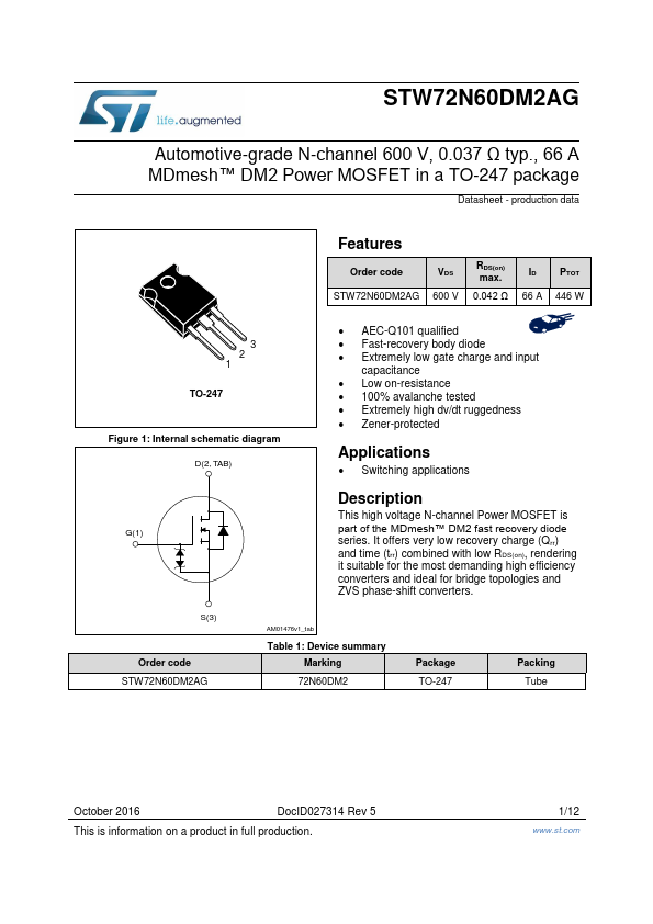 STW72N60DM2AG