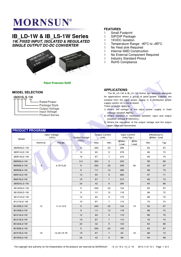 IB1215LS-1W MORNSUN