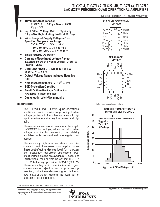 TLC27L4Y Texas Instruments