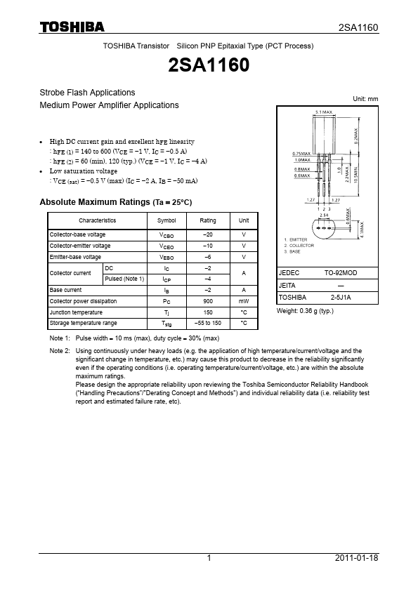 <?=2SA1160?> डेटा पत्रक पीडीएफ